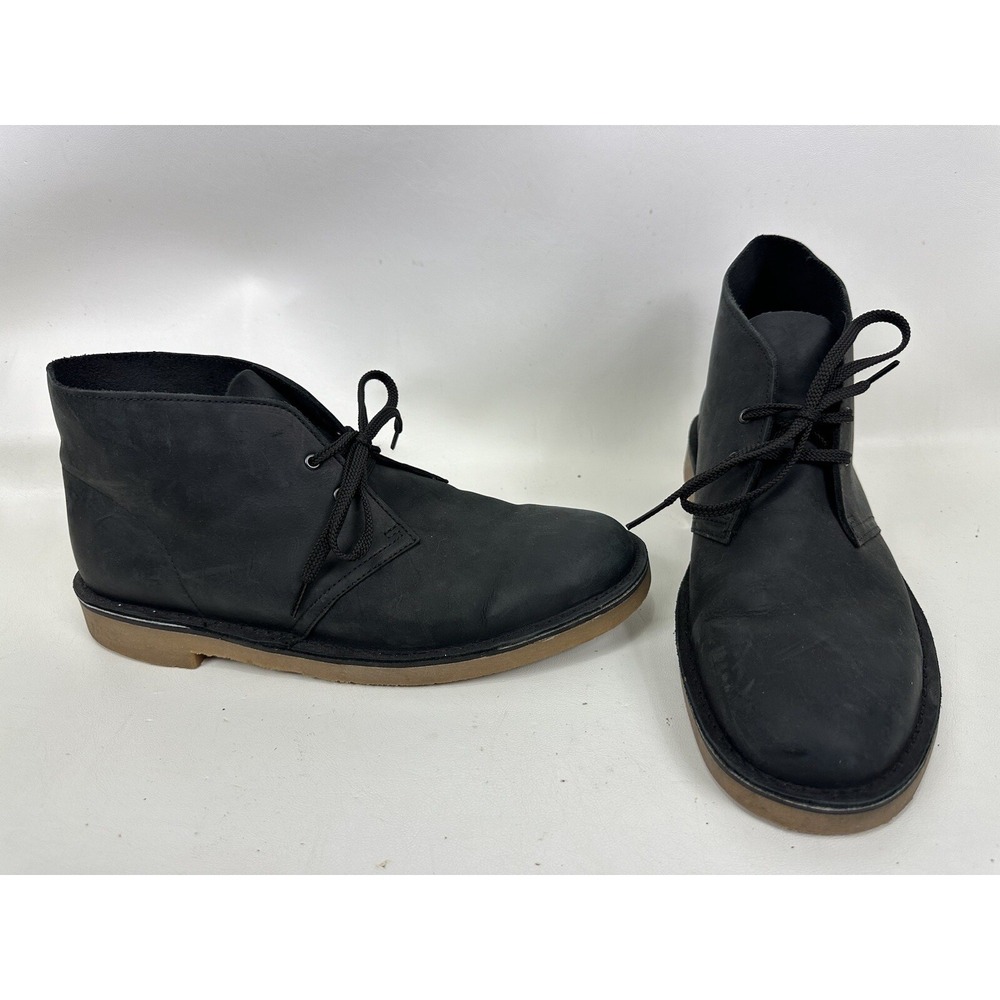 Clarks Men's Chukka Boot Black‎ Leather Size 12 M Bushacre
